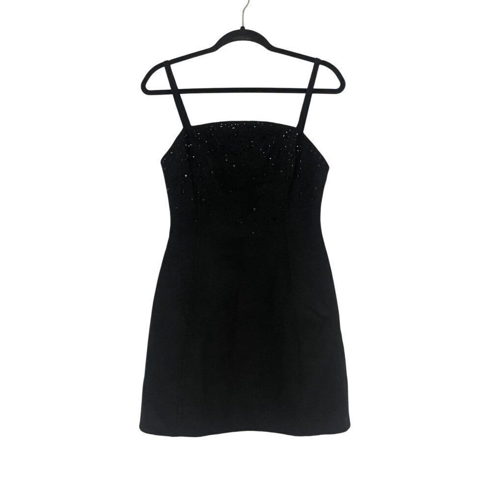 Massimo Dutti Womens Mini Dress Small Black Beaded Semi Prom 9210/954 NWT